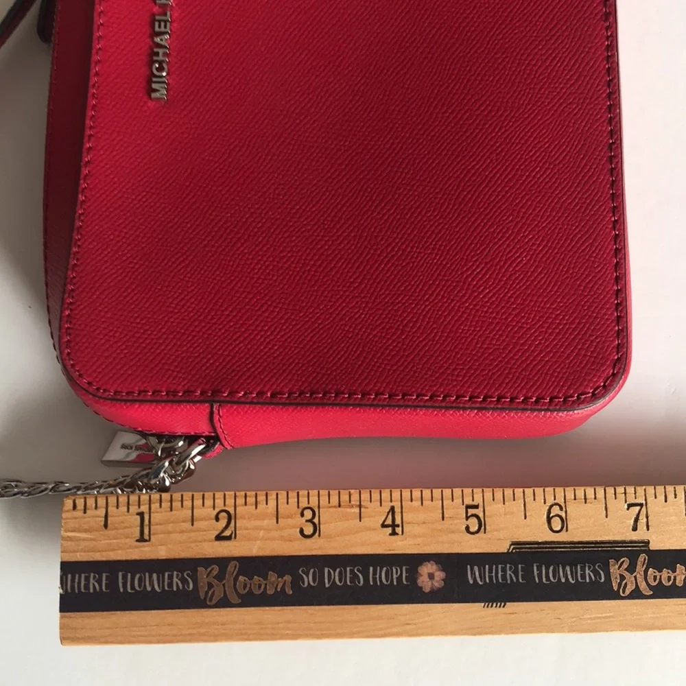 Michael Kors Jet Set Crossbody Raspberry Pink Red Leather MK Crossbo